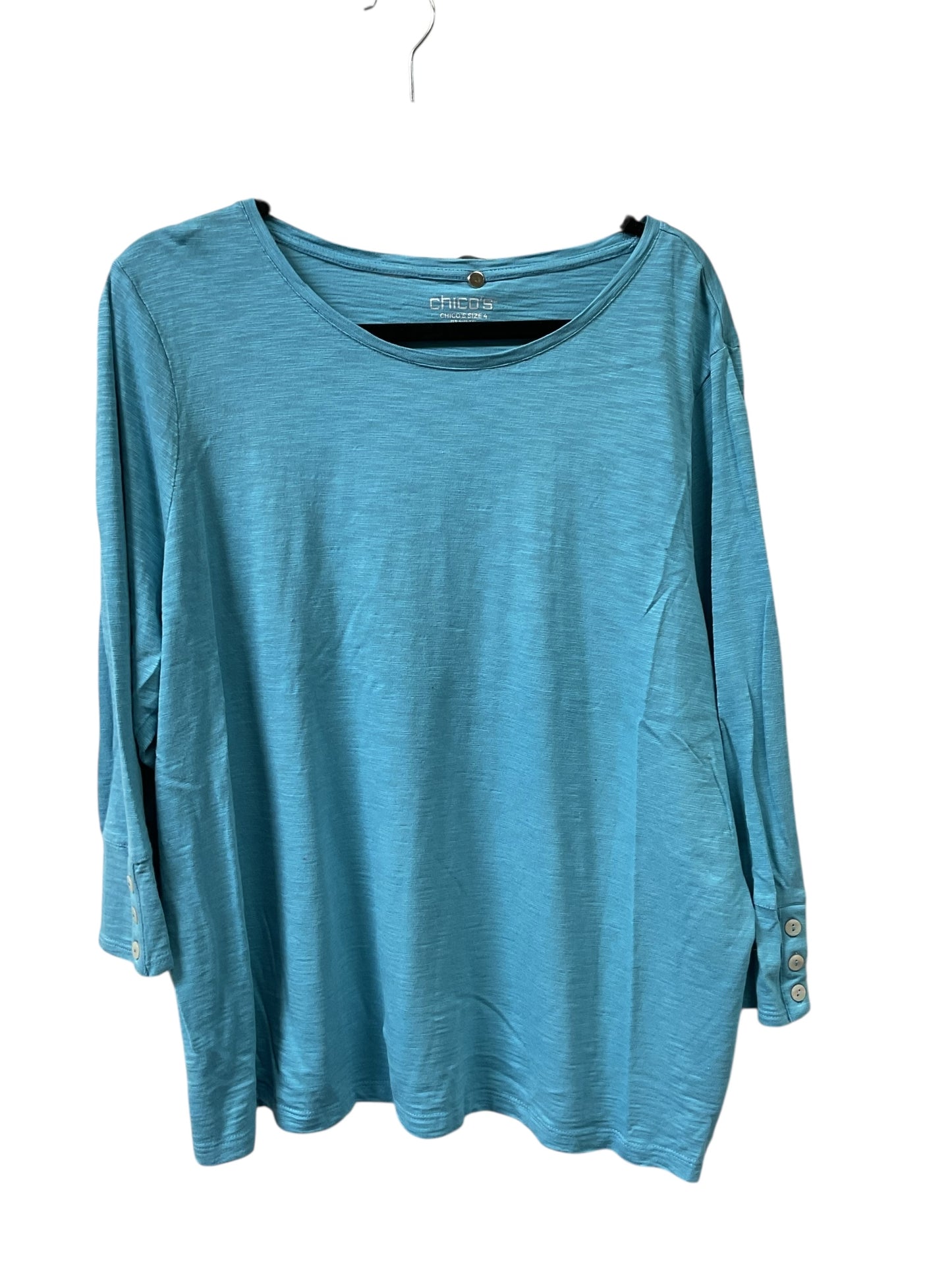 Top 3/4 Sleeve By Chicos In Blue, Size:Xxl