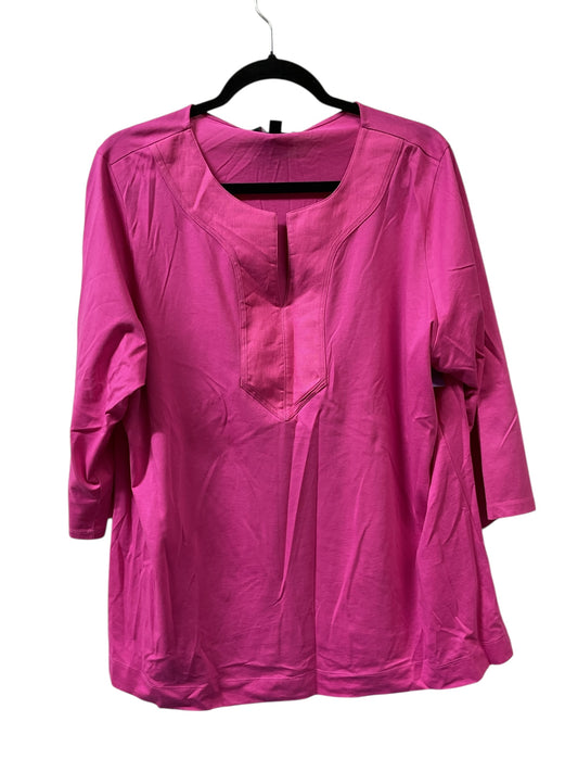 Top 3/4 Sleeve By Lauren By Ralph Lauren In Pink, Size:2X