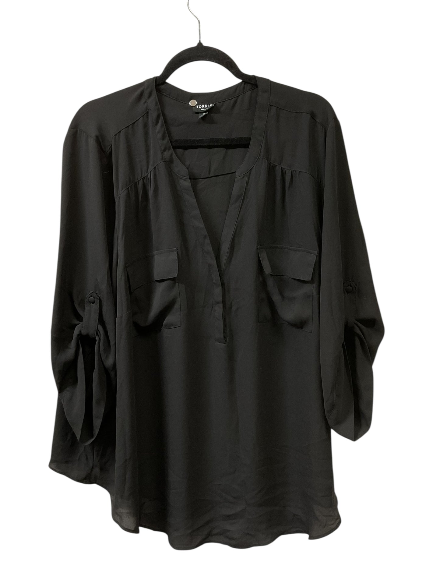 Top 3/4 Sleeve By Torrid In Black, Size:4X