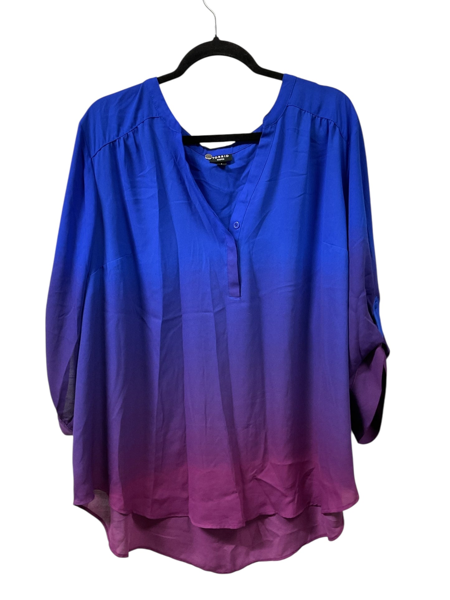 Top 3/4 Sleeve By Torrid In Blue & Purple, Size:4X