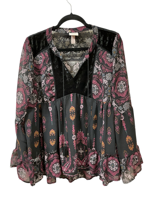 Top Ls By Knox Rose In Black & Pink, Size:Xl