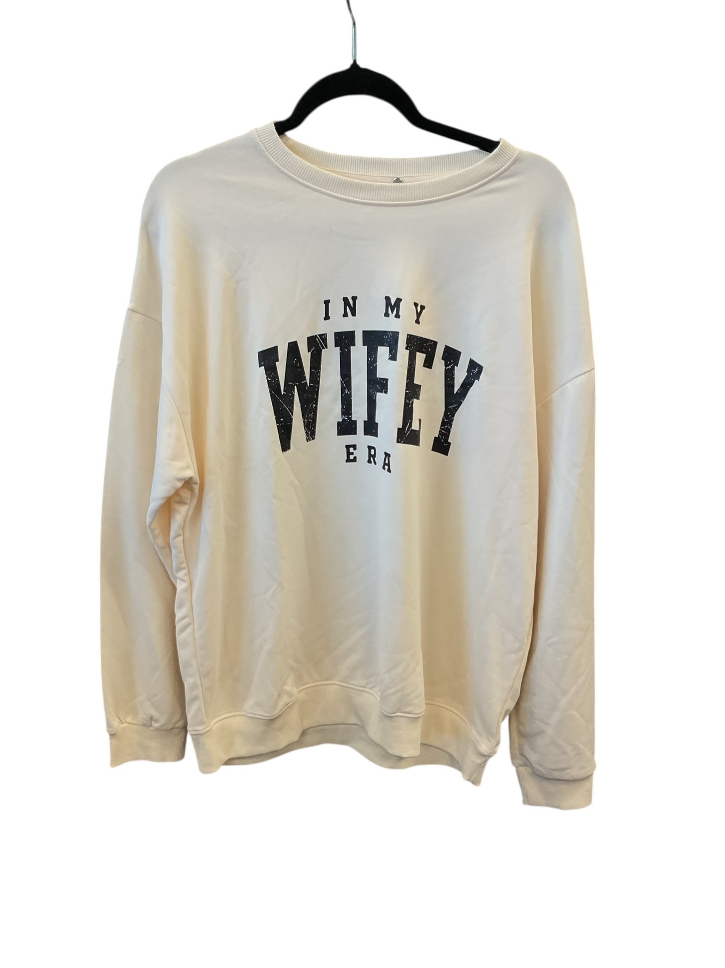 Sweatshirt Crewneck By Clothes Mentor In Cream, Size:L