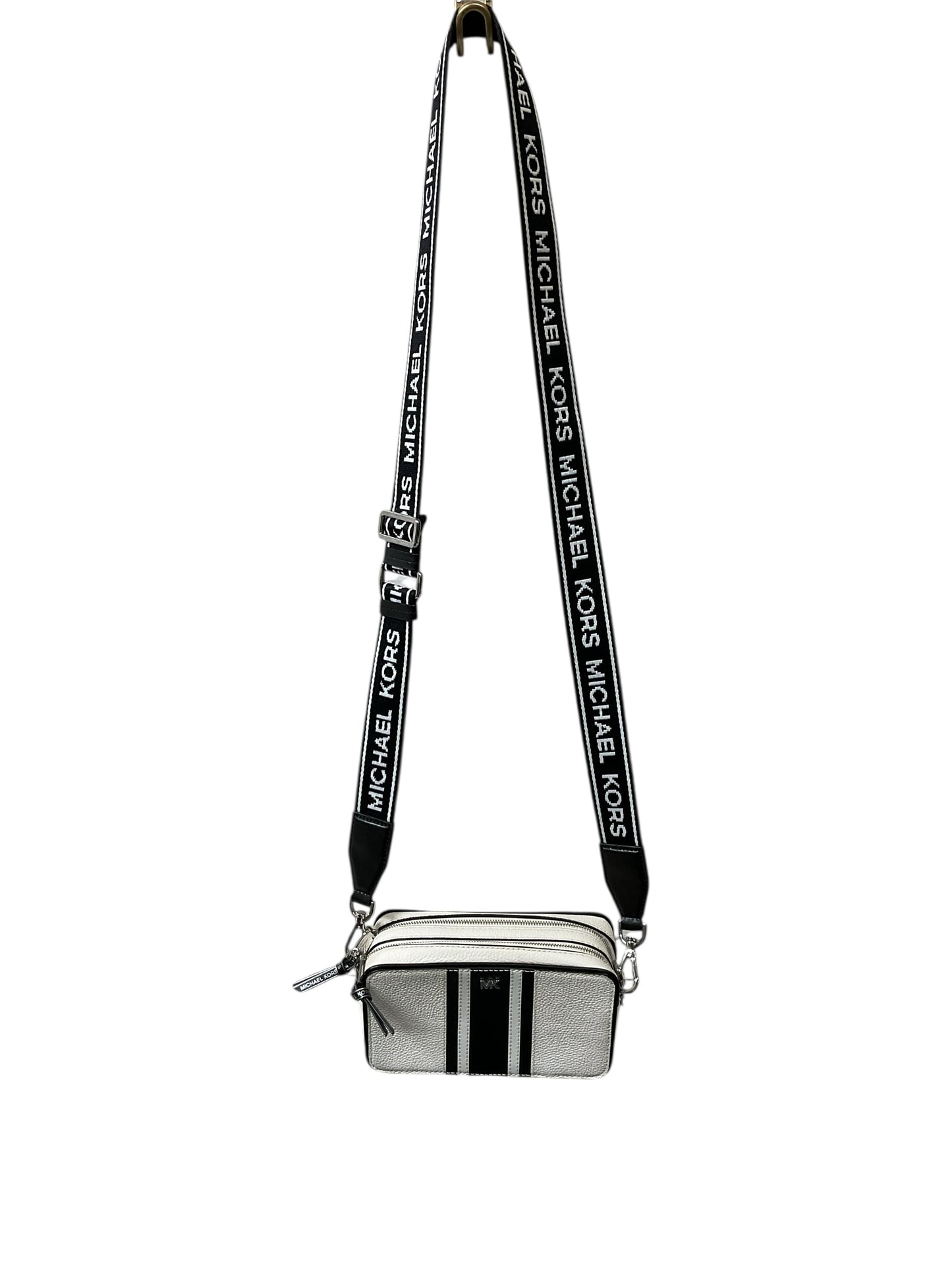 Crossbody Designer By Michael Kors In Black & White, Size:Small