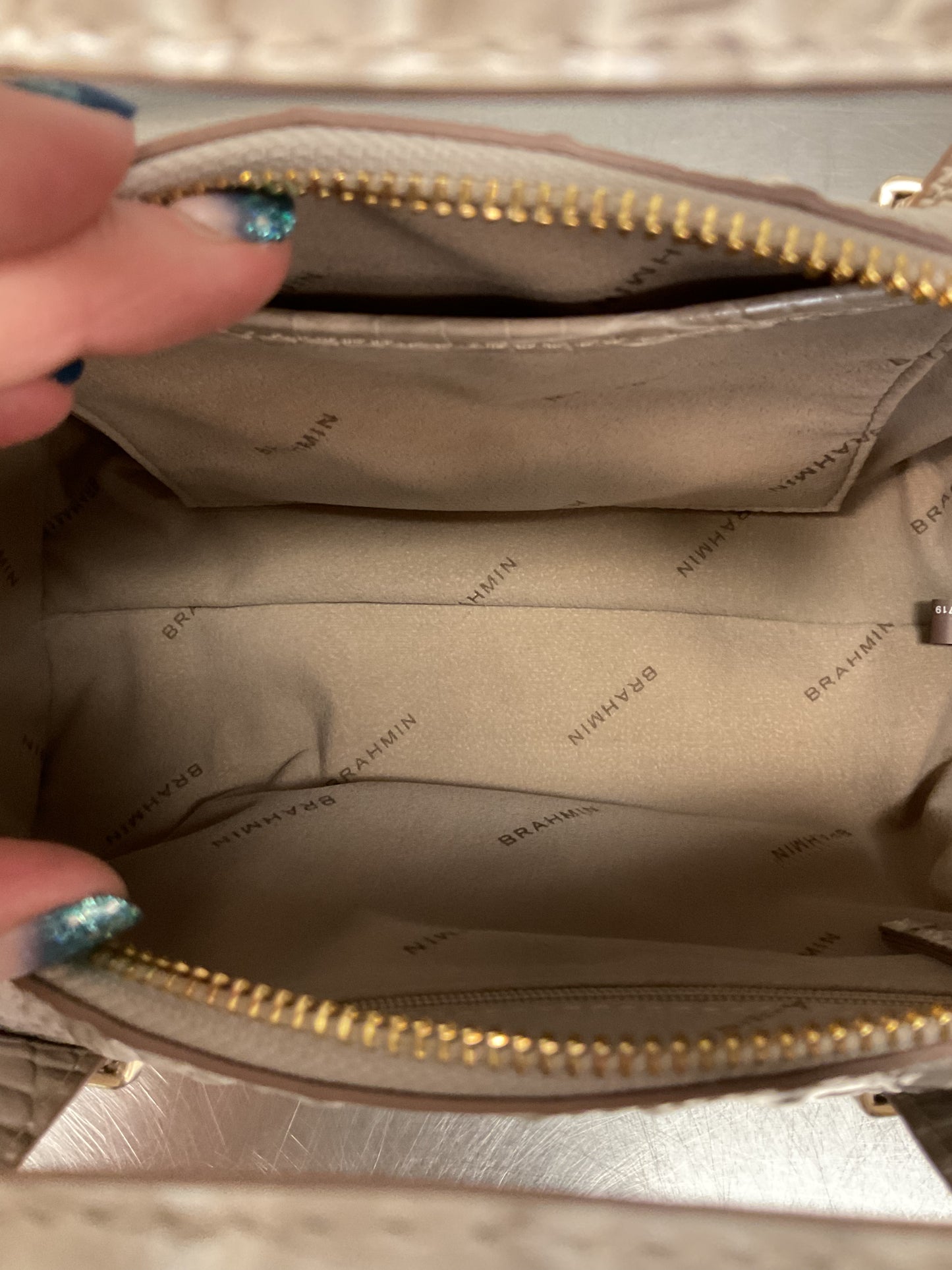 Handbag Designer By Brahmin In Cream, Size:Small