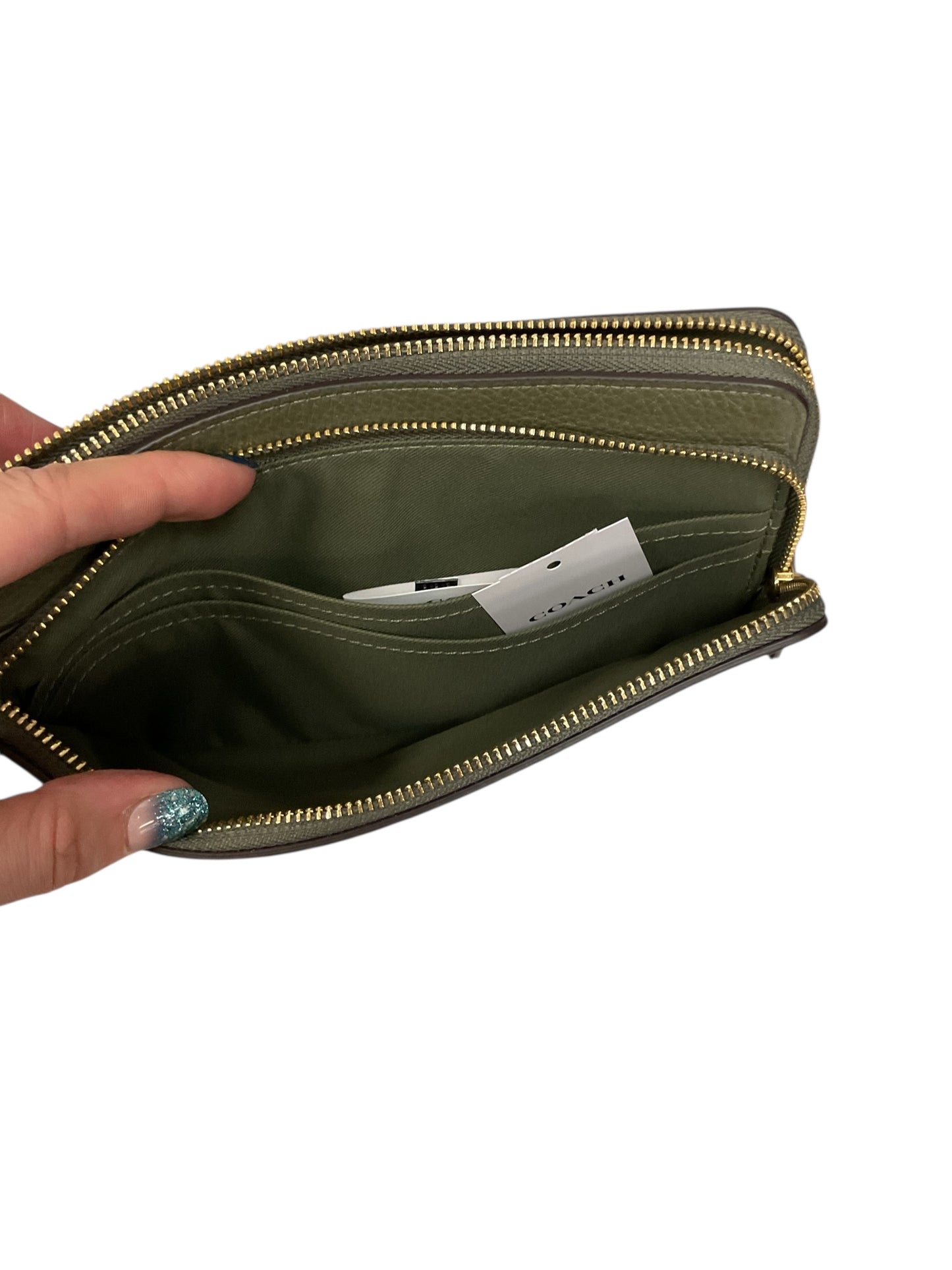 Wristlet Designer By Coach In Green, Size:Large