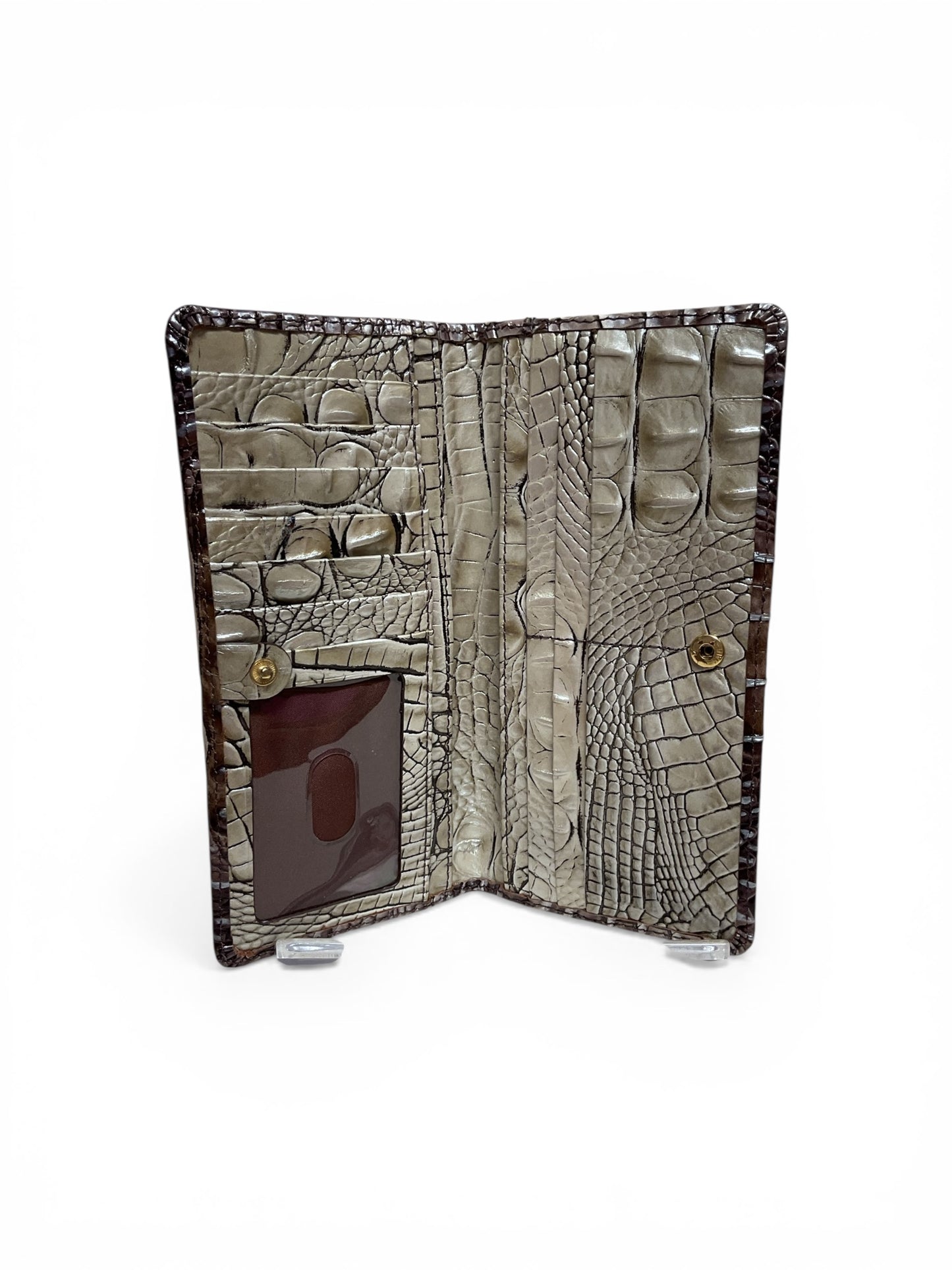 Wallet Designer By Brahmin In Brown & Cream, Size:Large