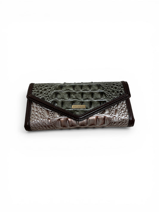 Wallet Designer By Brahmin In Green & Tan, Size:Large