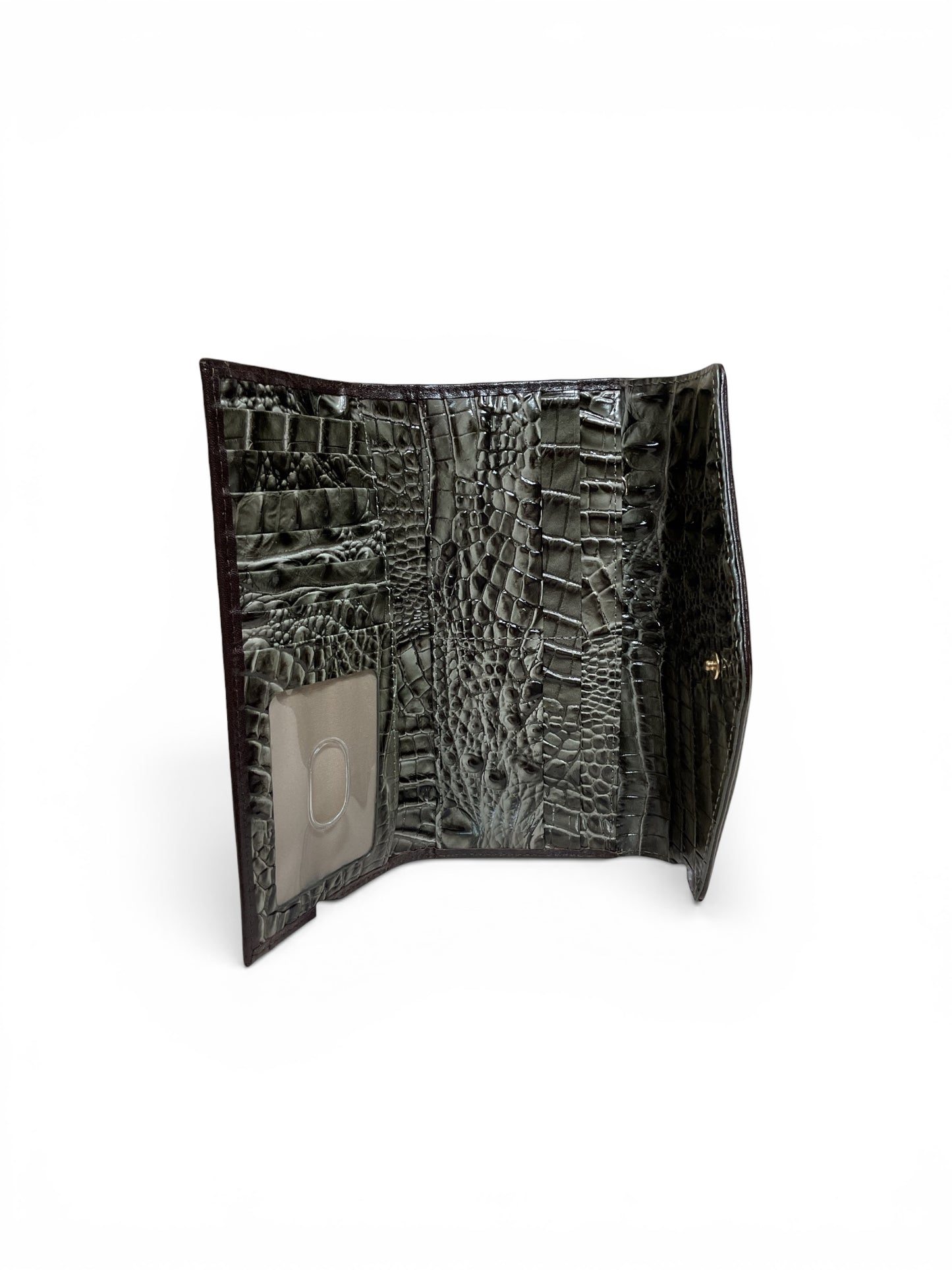 Wallet Designer By Brahmin In Green & Tan, Size:Large