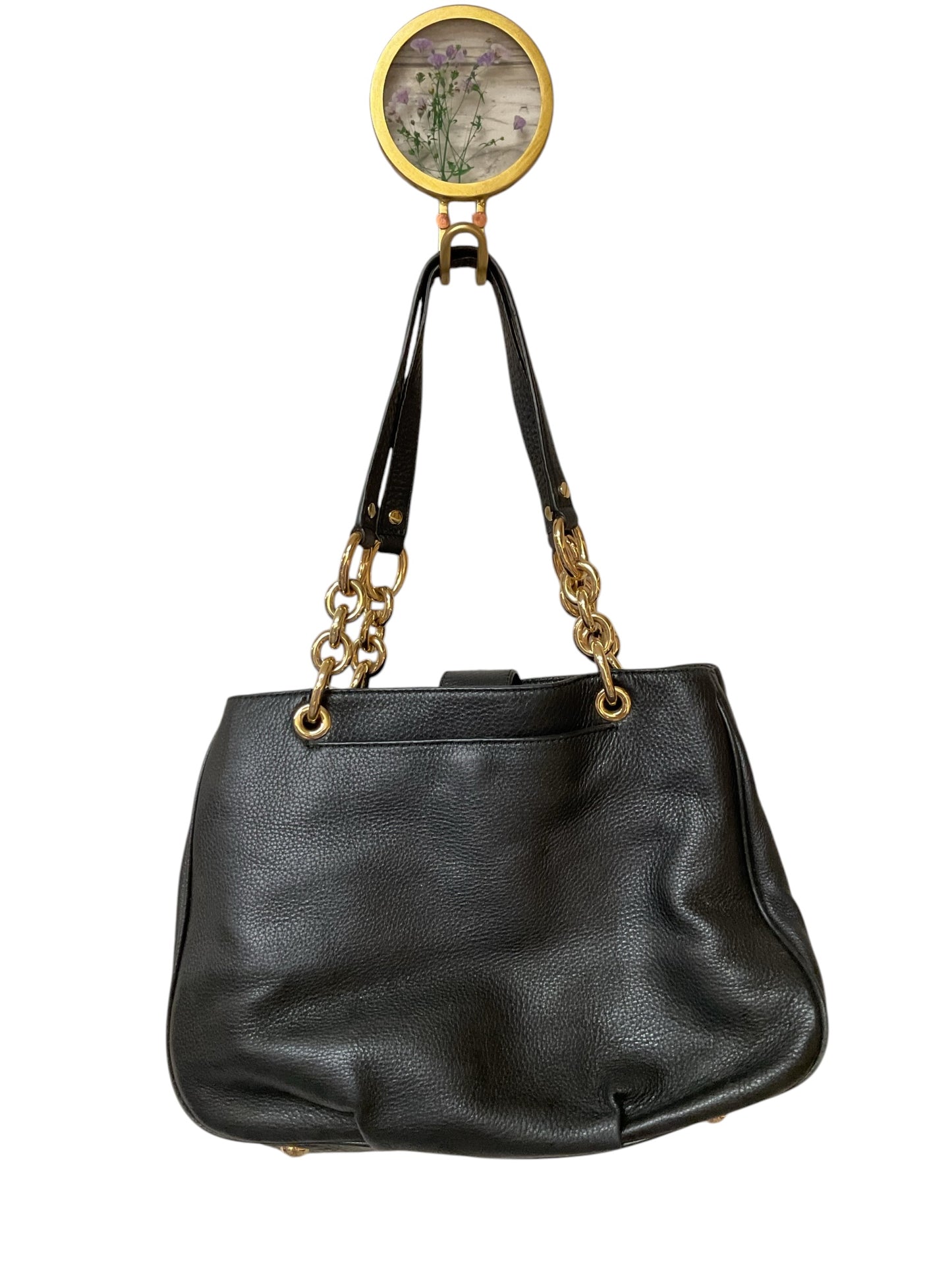 Crossbody Designer By Michael Kors In Black & Gold, Size:Medium