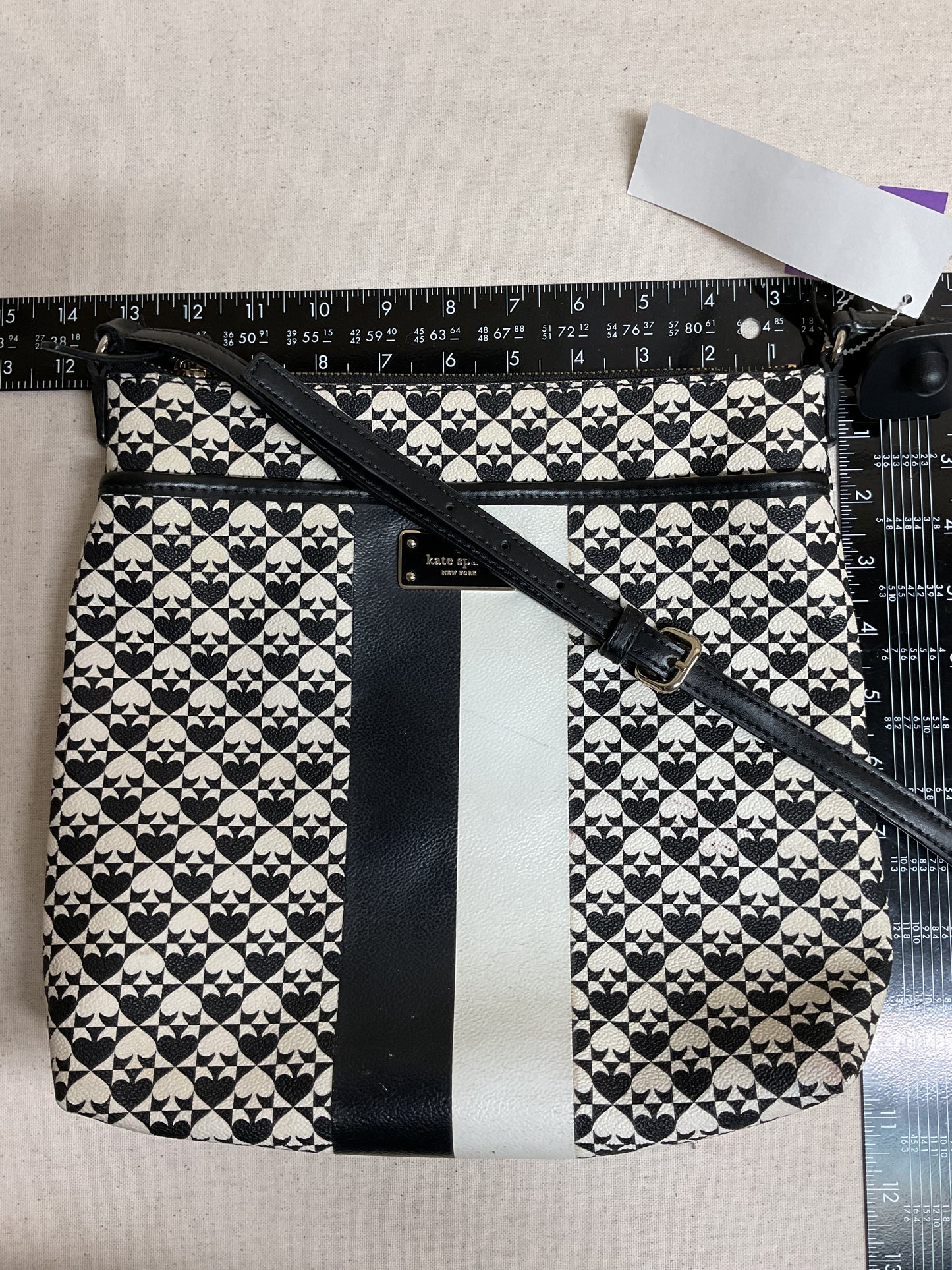 Crossbody Designer By Kate Spade In Black & White, Size:Medium