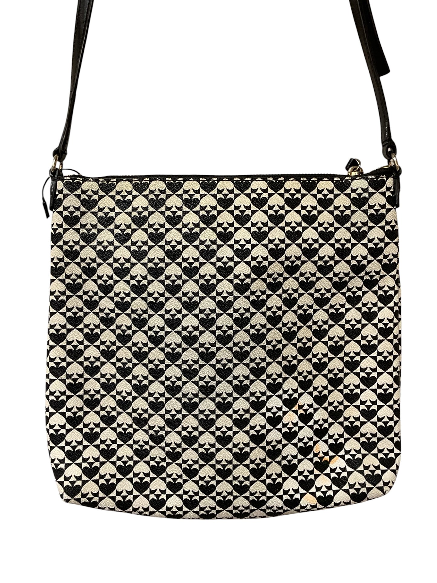 Crossbody Designer By Kate Spade In Black & White, Size:Medium