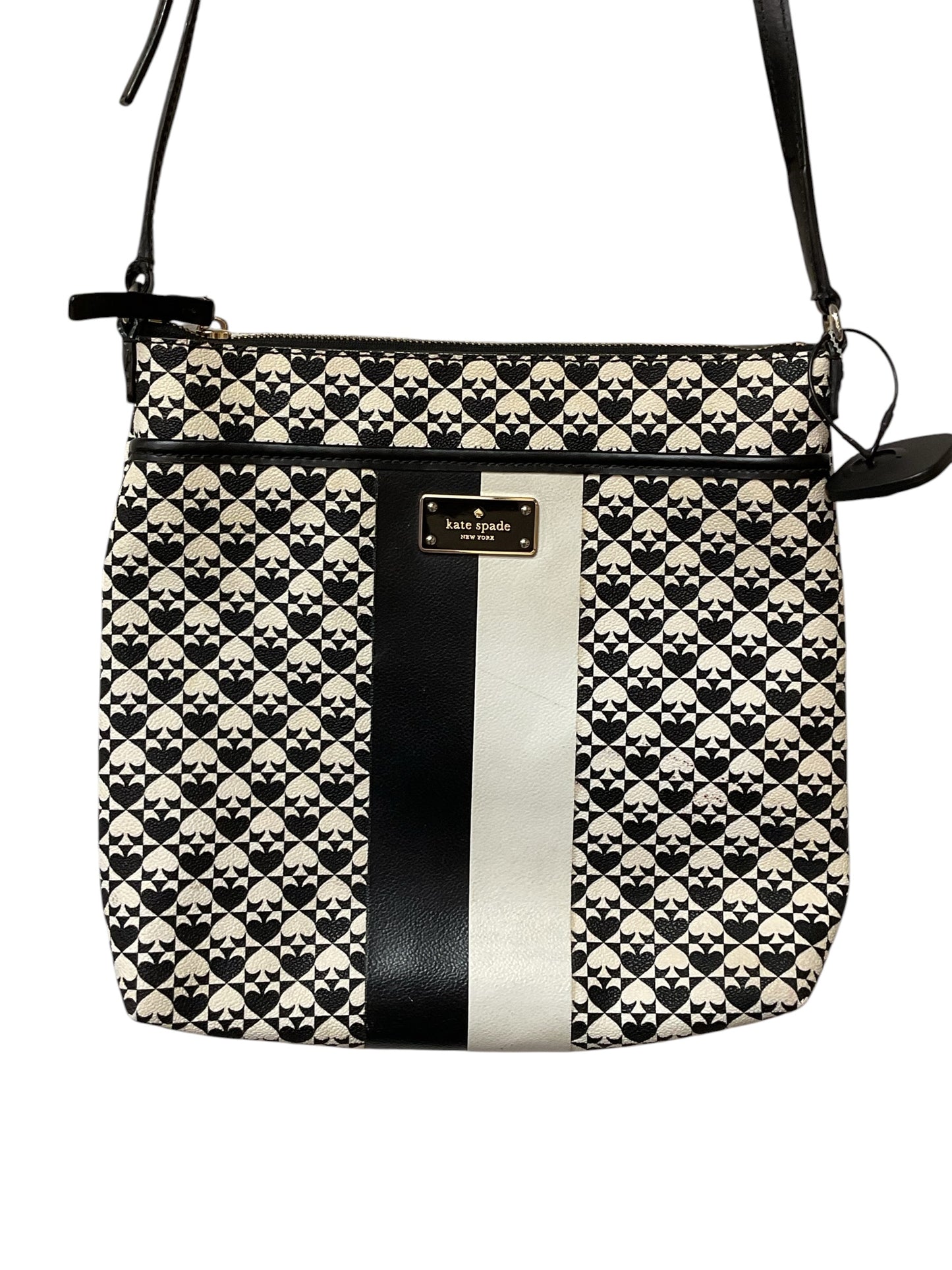 Crossbody Designer By Kate Spade In Black & White, Size:Medium