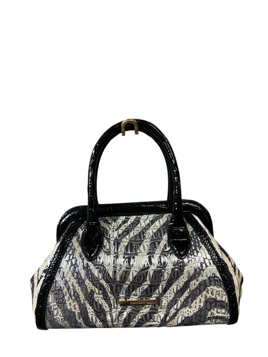 Handbag Designer By Brahmin In Black & White, Size:Medium