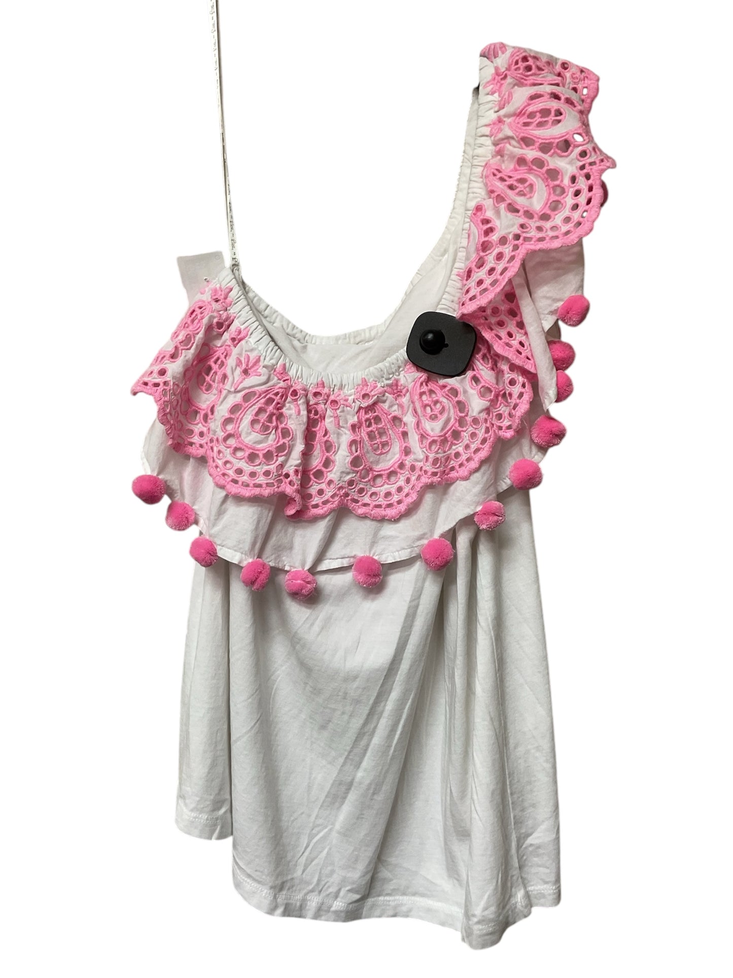 Top Sleeveless Designer By Lilly Pulitzer In Pink & White, Size:M