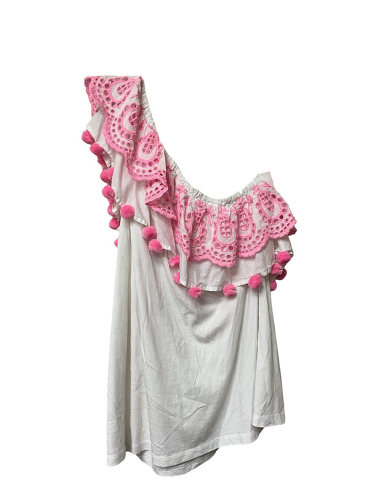 Top Sleeveless Designer By Lilly Pulitzer In Pink & White, Size:M