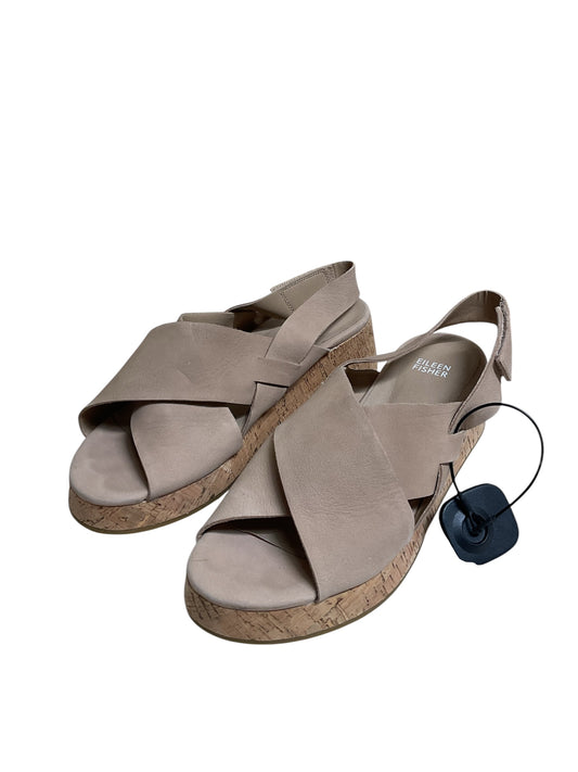 Sandals Heels Wedge By Eileen Fisher In Tan, Size:9