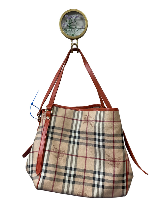 Handbag Luxury Designer By Burberry In Plaid Pattern, Size:Large