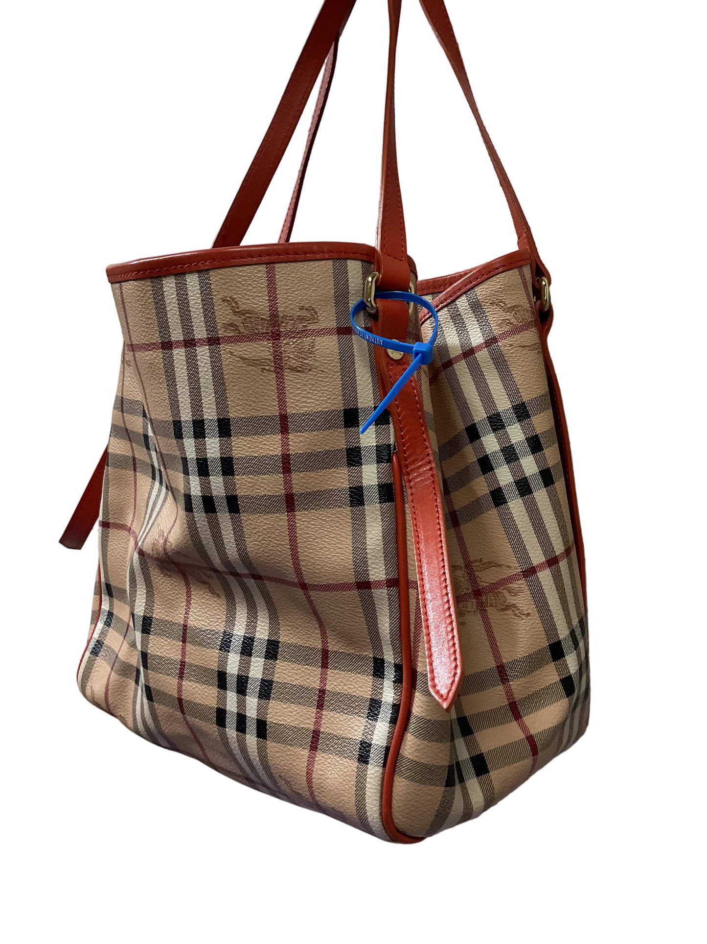 Handbag Luxury Designer By Burberry In Plaid Pattern, Size:Large