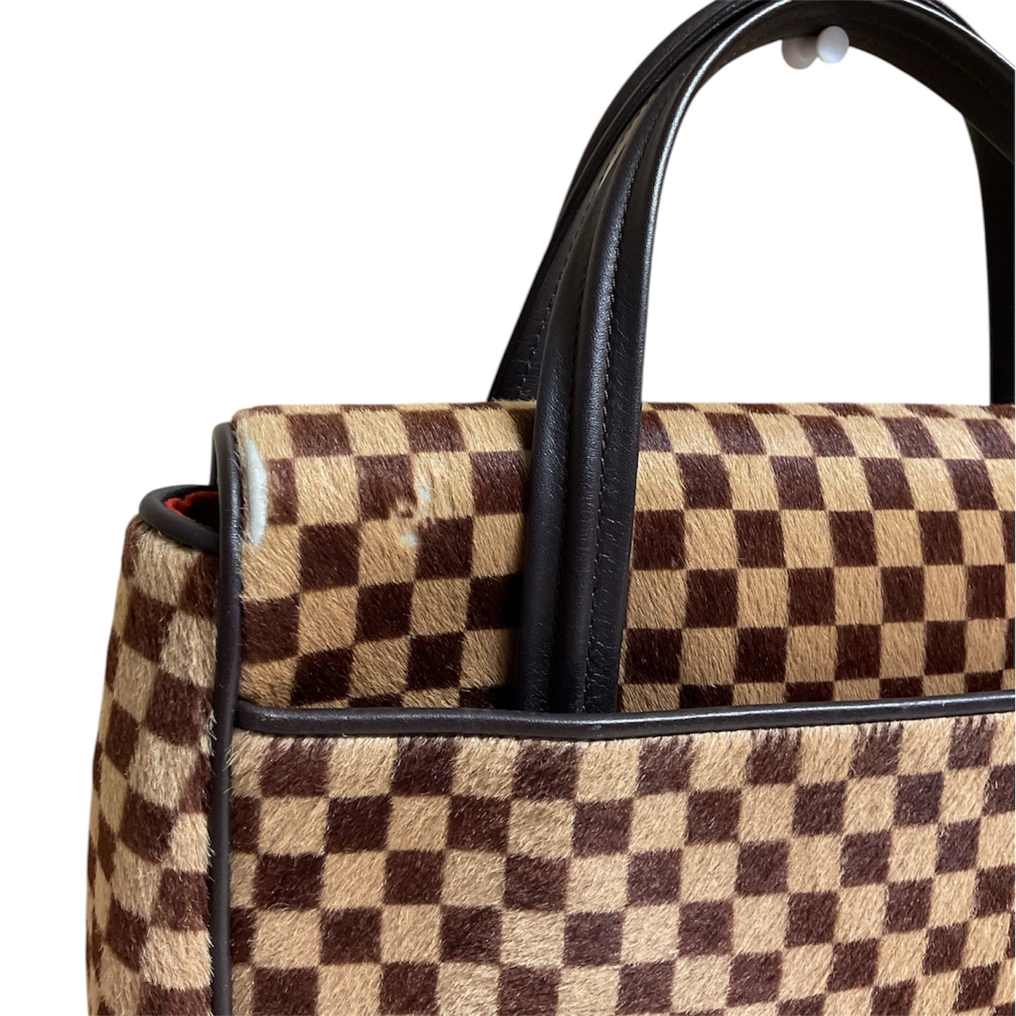 Handbag Luxury Designer By Louis Vuitton In Checkered Pattern, Size:Medium