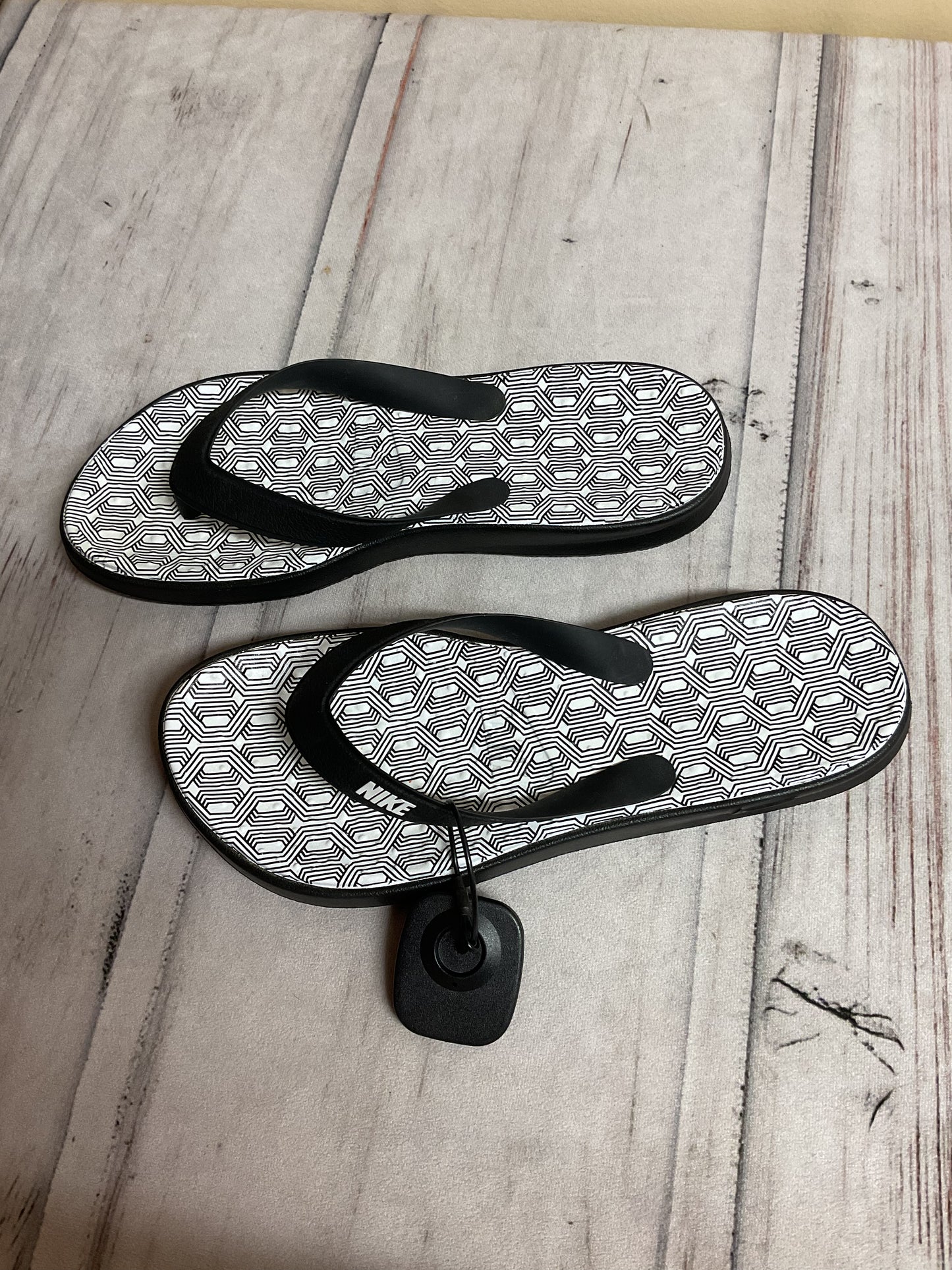 Sandals Flip Flops By Nike In Black & White, Size:8