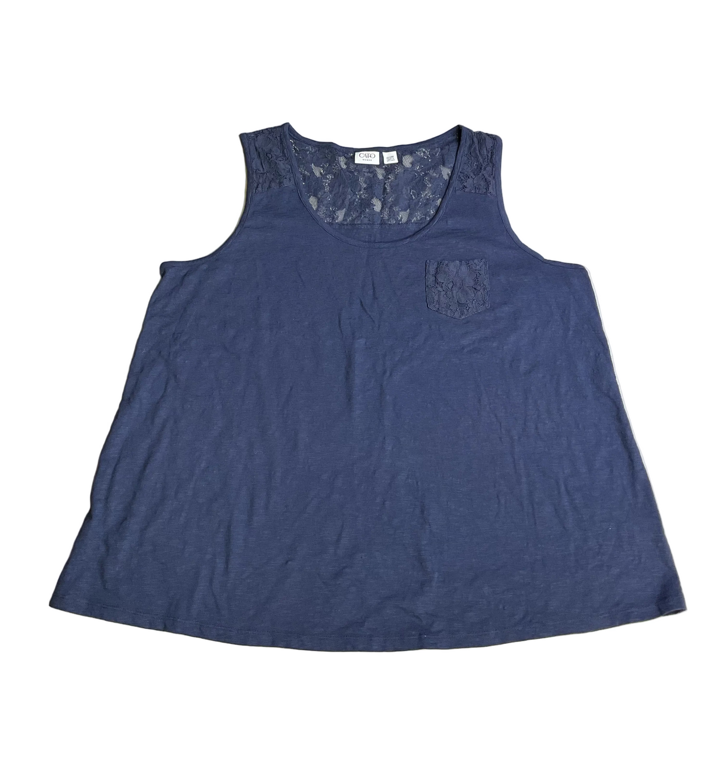 Top Sleeveless By Cato In Blue, Size:2X