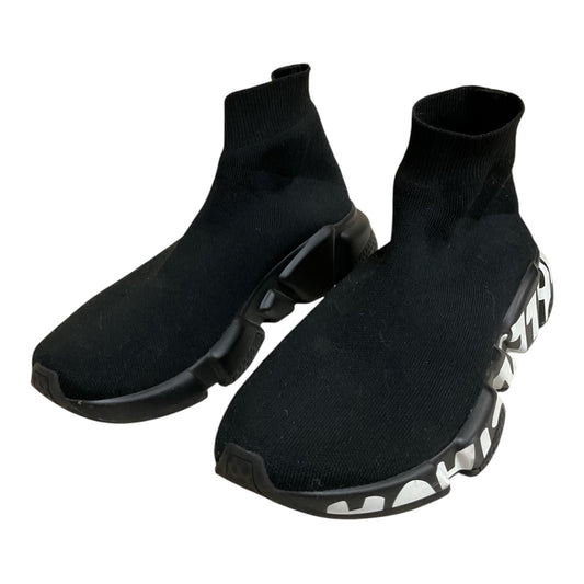 Shoes Luxury Designer By Balenciaga In Black & White, Size:7