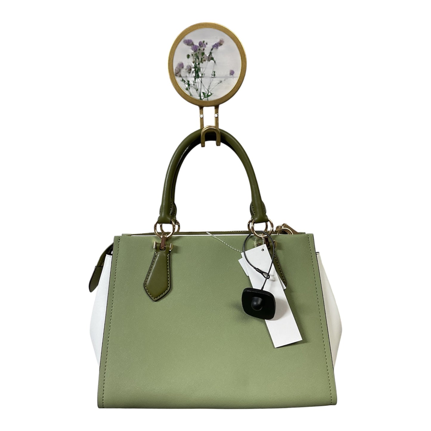 Handbag Designer By Michael Kors In Green & White, Size:Medium