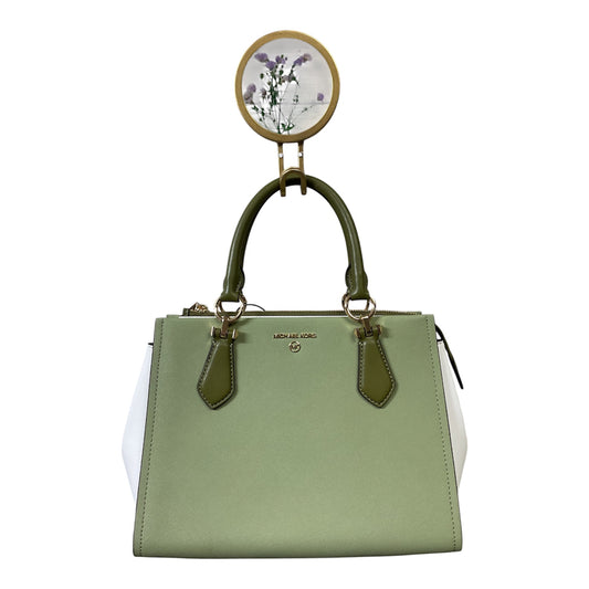 Handbag Designer By Michael Kors In Green & White, Size:Medium
