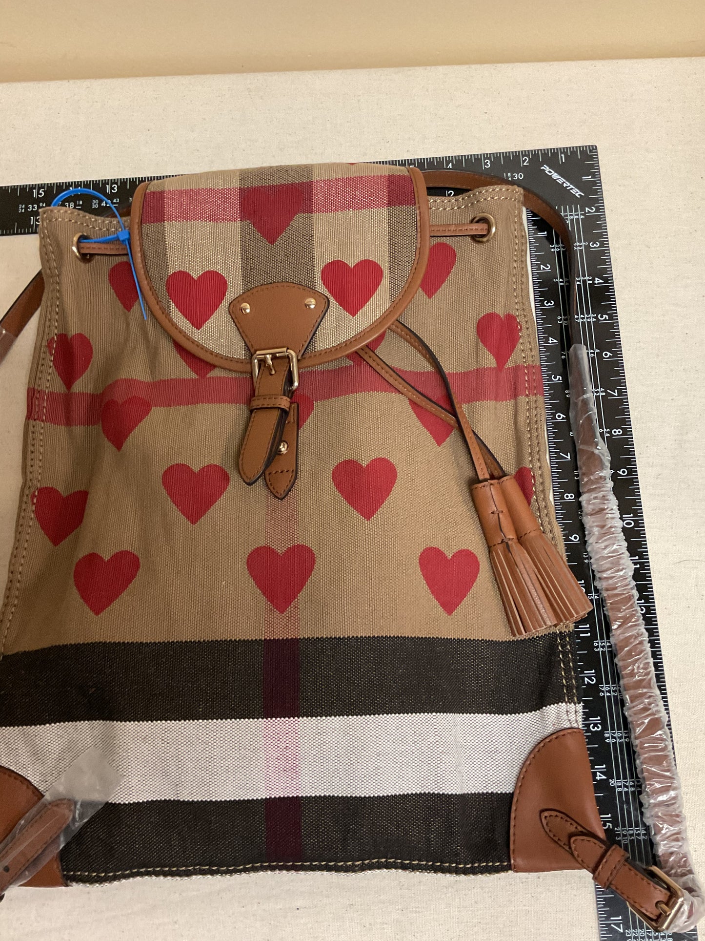 Backpack Luxury Designer By Burberry In Plaid Pattern, Size:Large
