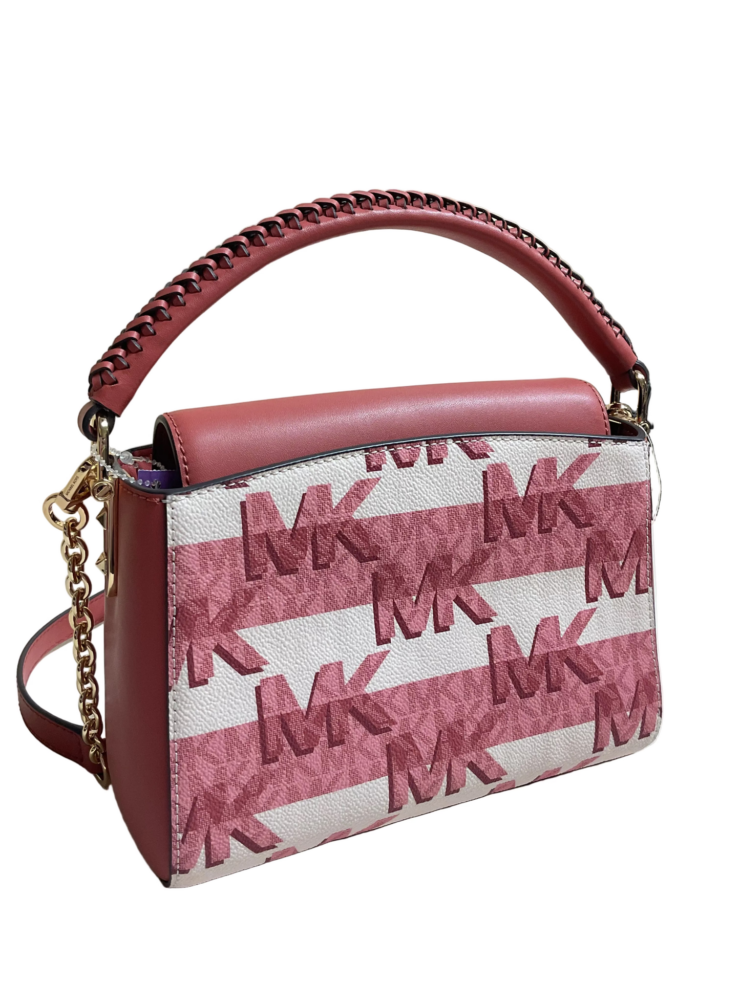 Crossbody Designer By Michael Kors In Pink & White, Size:Small