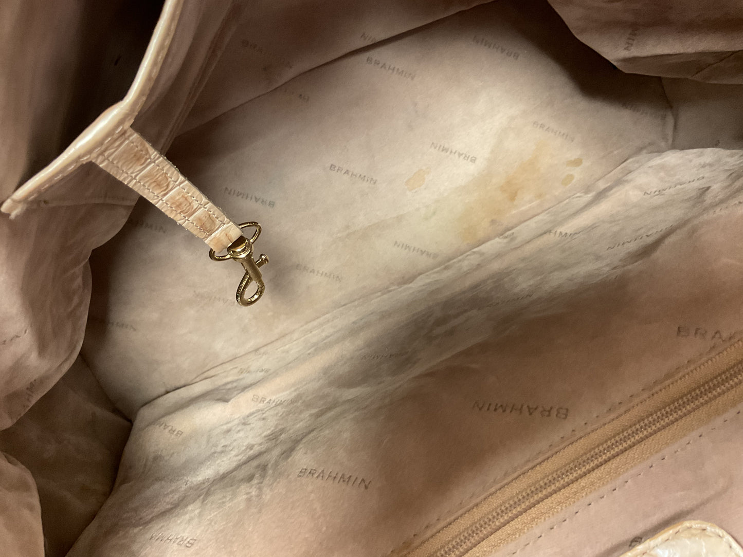 Handbag Designer By Brahmin In Gold, Size:Large