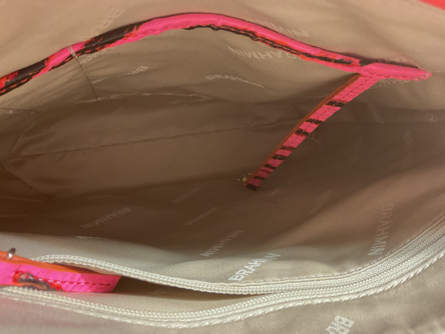Handbag Designer By Brahmin In Orange & Pink, Size:Medium