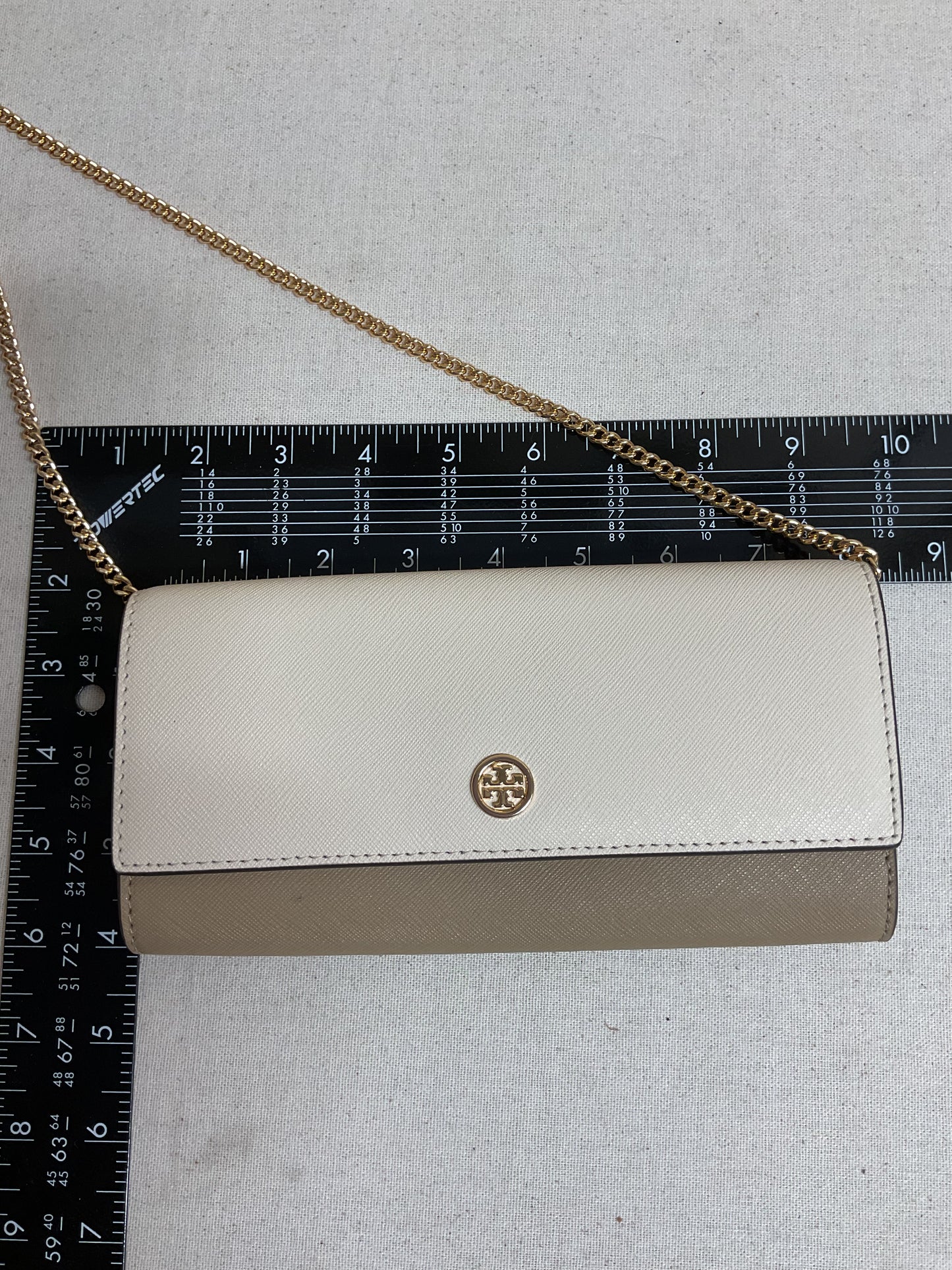 Crossbody Designer By Tory Burch In Brown & Cream, Size:Small