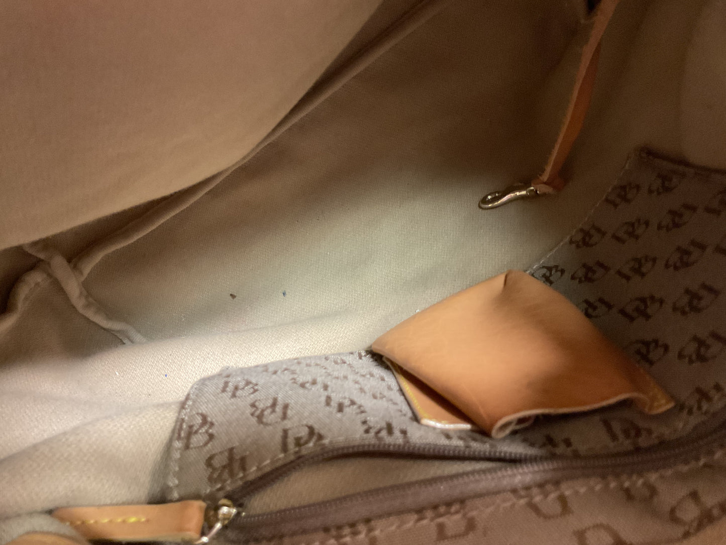 Handbag Designer By Dooney And Bourke In Tan, Size:Medium