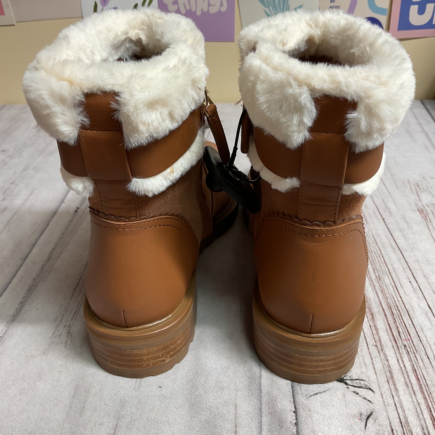 Boots Designer By Kate Spade In Brown & White, Size:8