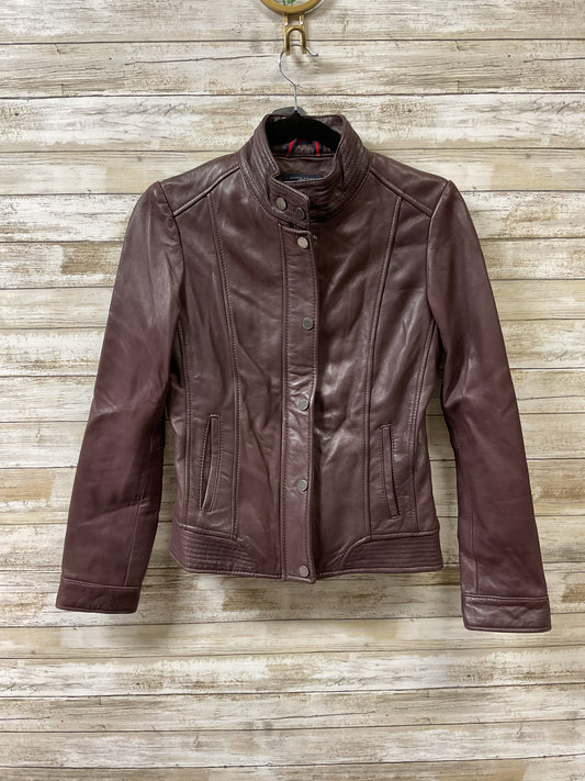 Jacket Leather By Tommy Hilfiger In Brown, Size:Xs
