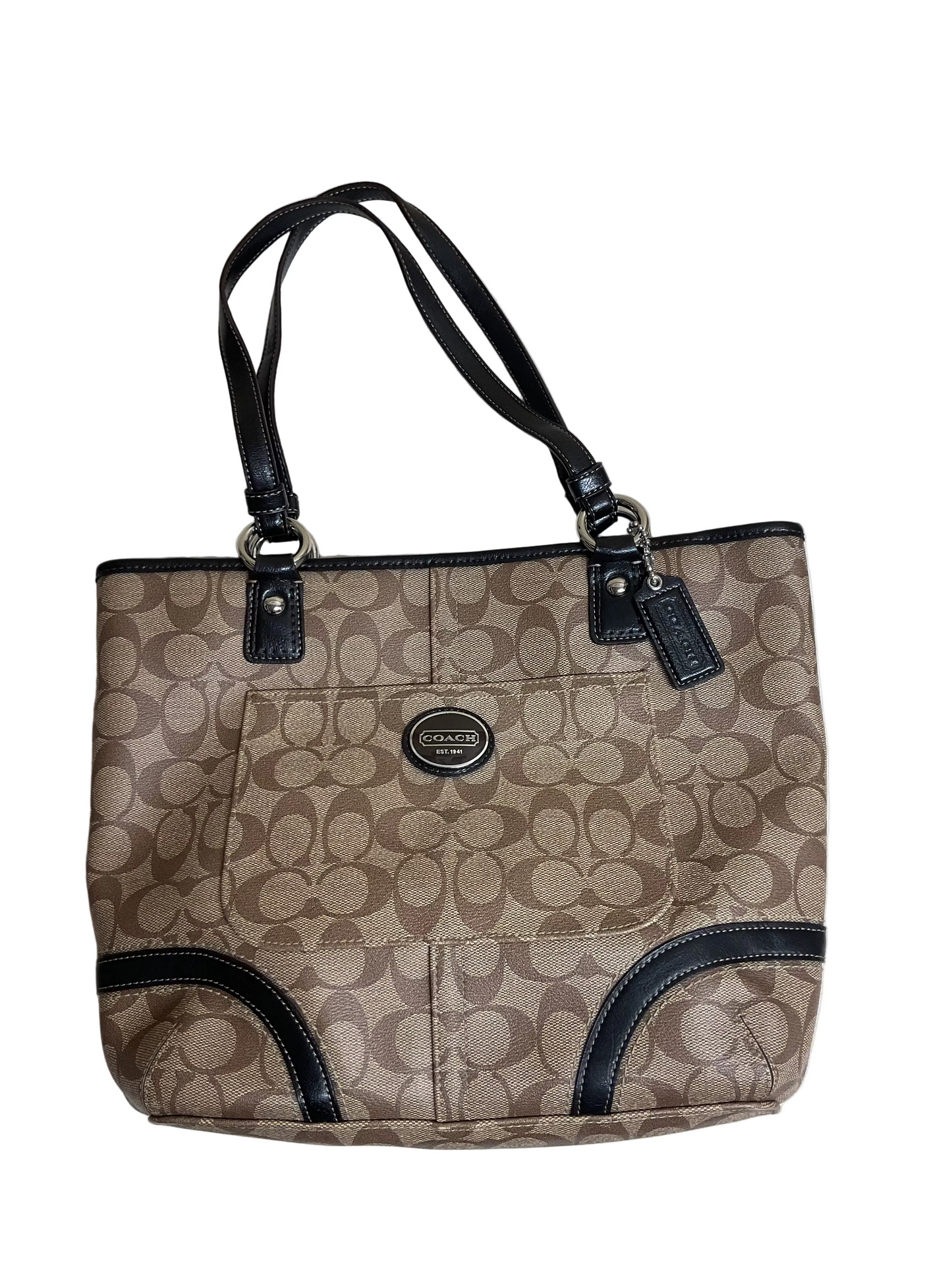 Handbag Designer By Coach In Brown & Tan, Size:Medium