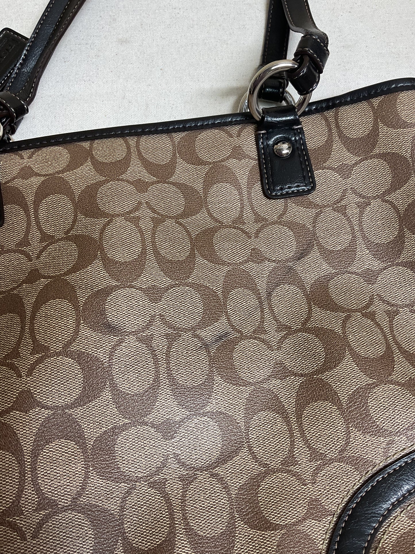 Handbag Designer By Coach In Brown & Tan, Size:Medium