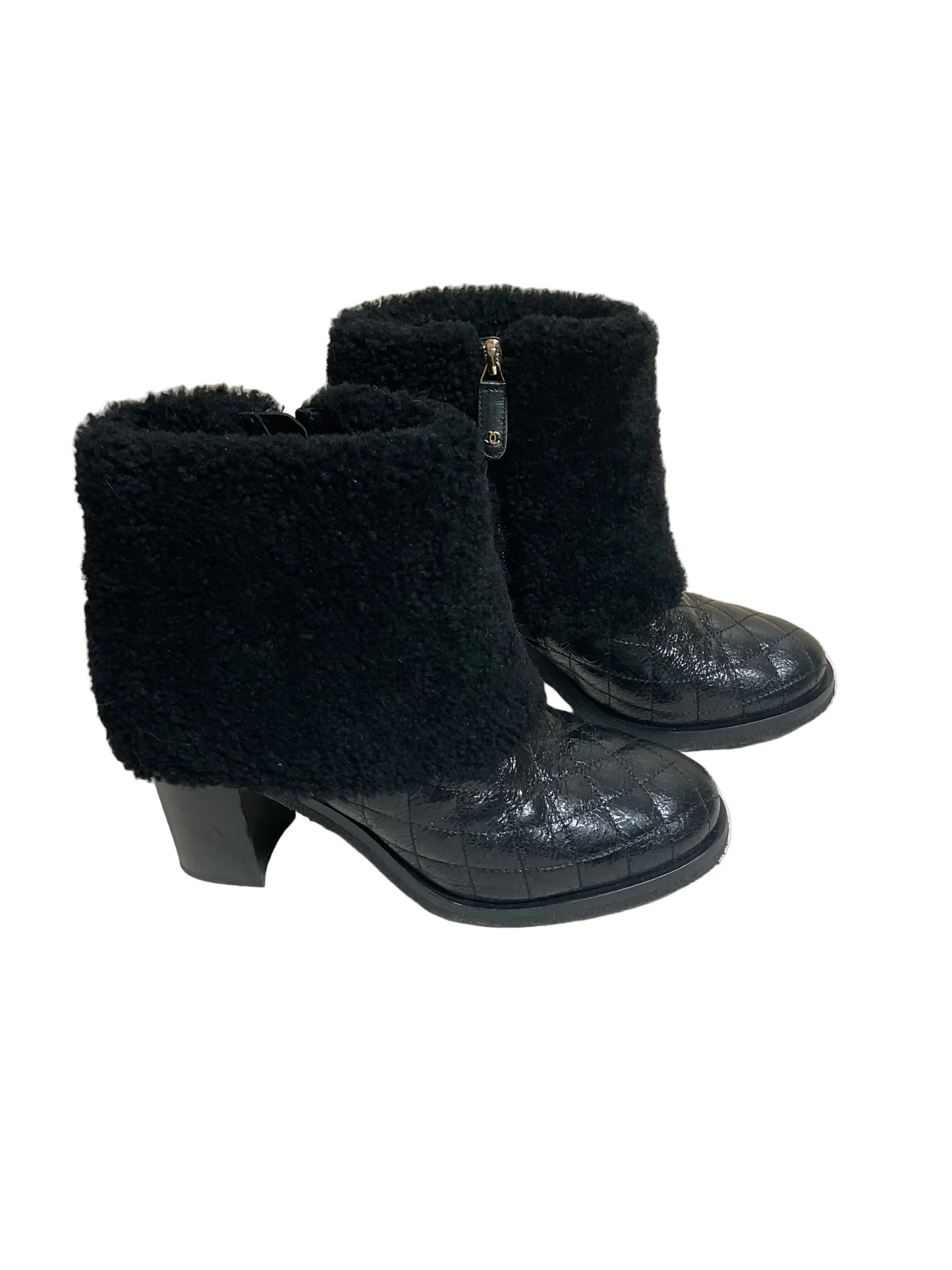 Boots Luxury Designer By Chanel In Black, Size:8.5