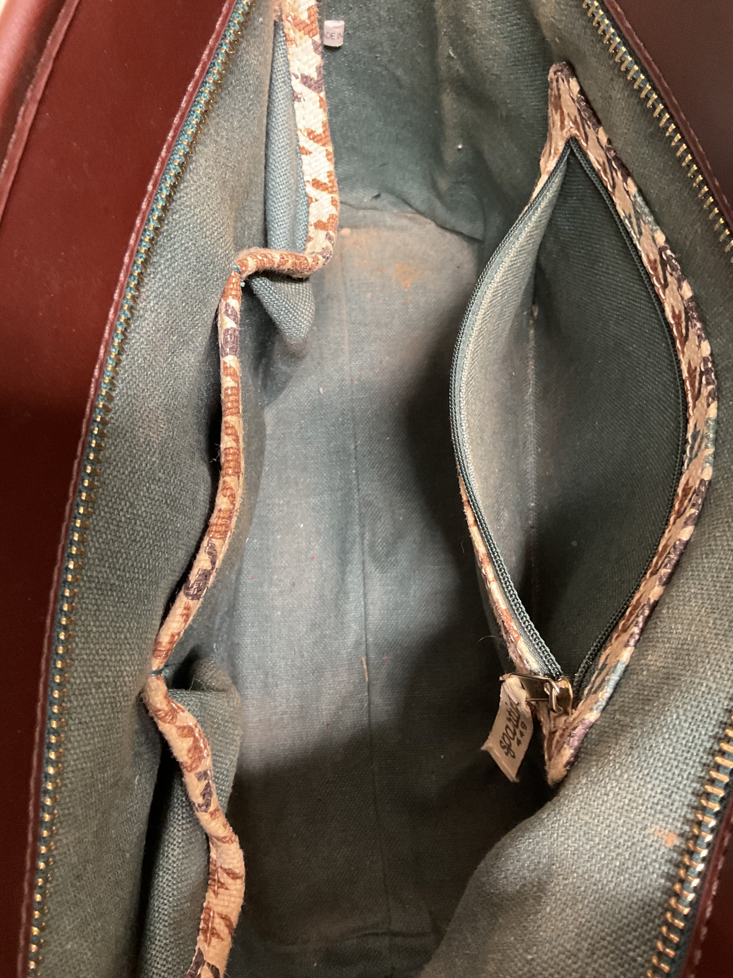 Handbag Designer By Spartina In Brown & Green, Size:Large