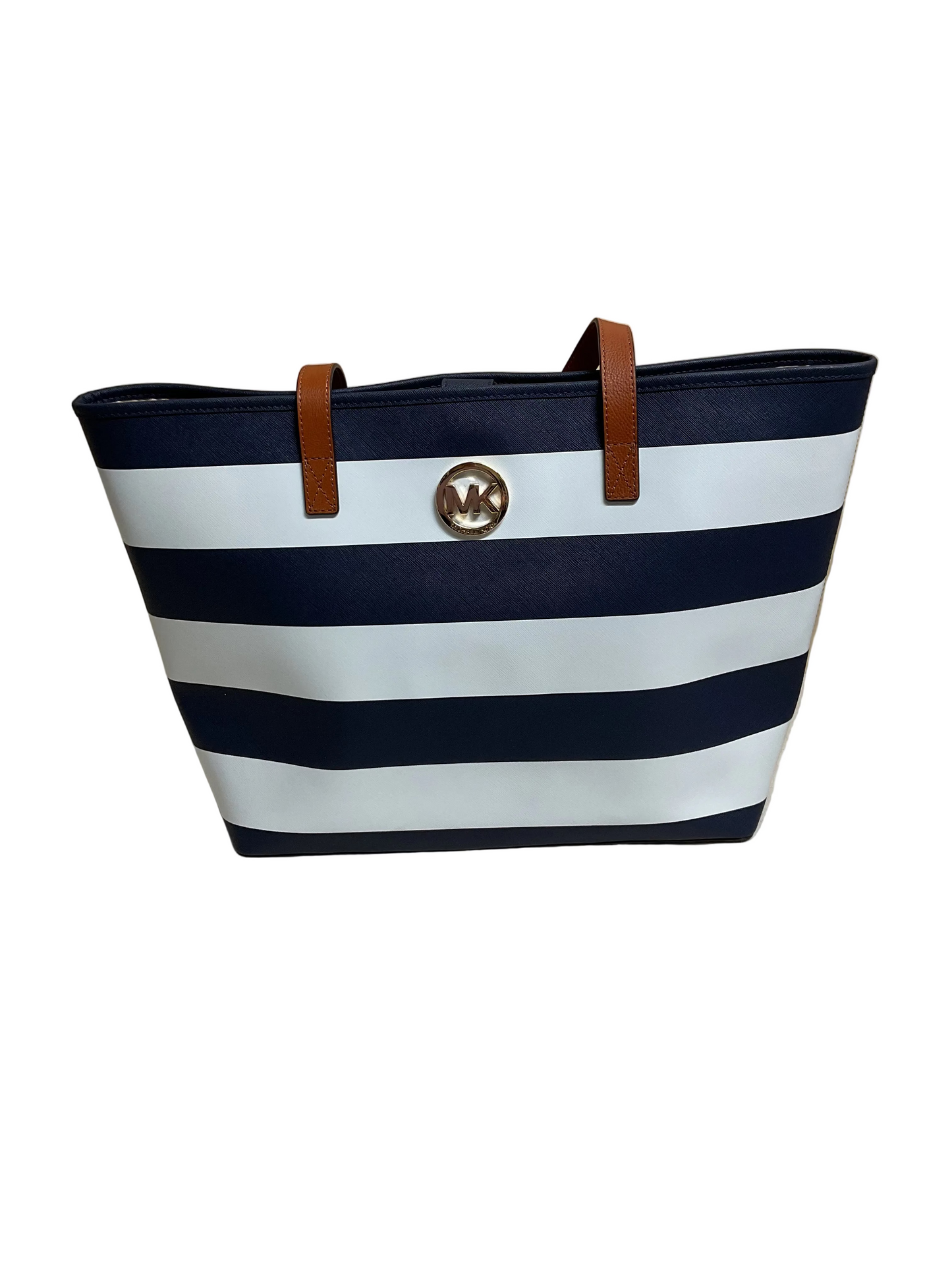 Handbag Designer By Michael Kors In Striped Pattern, Size:Large