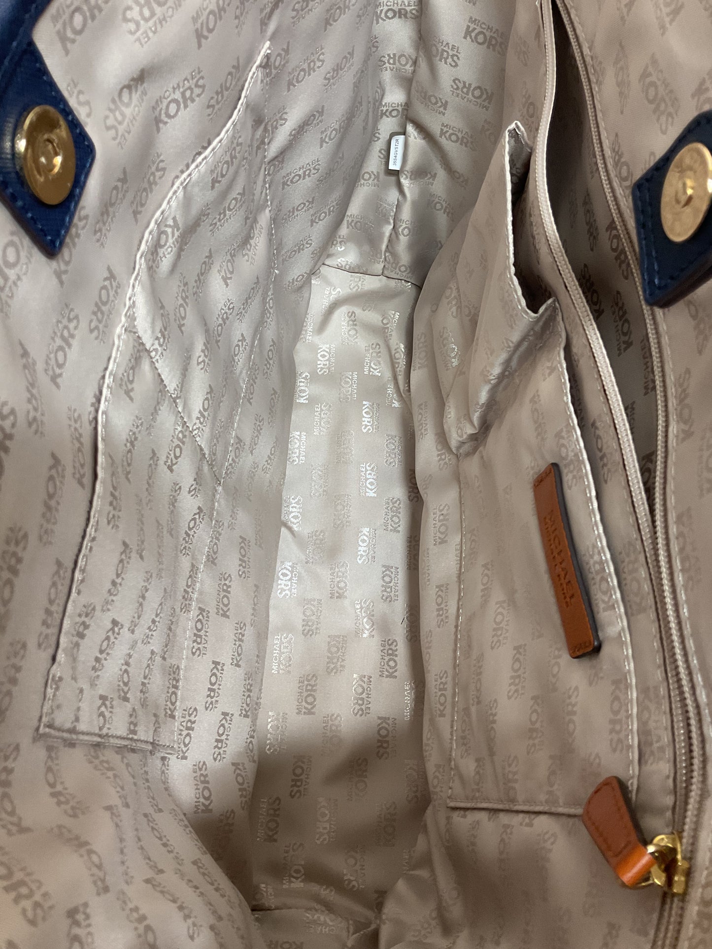 Handbag Designer By Michael Kors In Striped Pattern, Size:Large