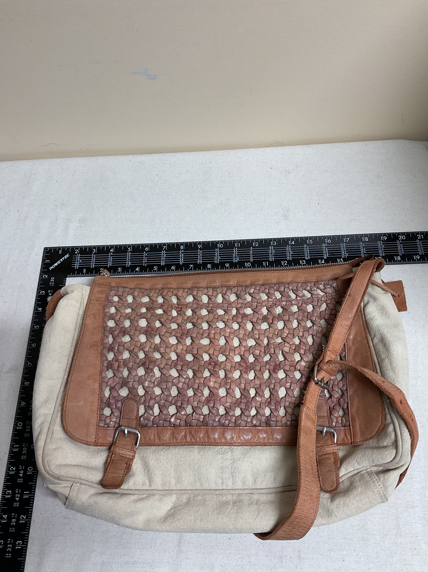 Handbag Leather By Sundance In Cream & Tan, Size:Large