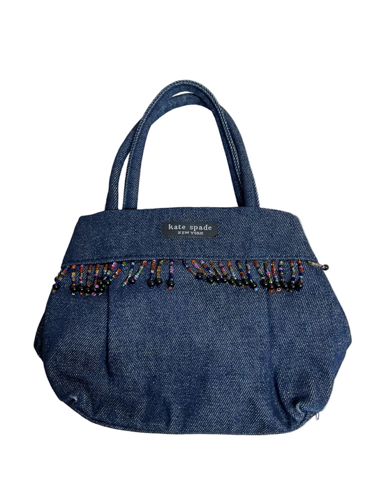 Handbag Designer By Kate Spade In Blue Denim, Size:Small