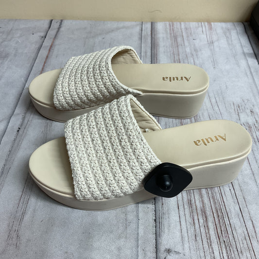 Sandals Heels Platform By Arula In Cream, Size:9