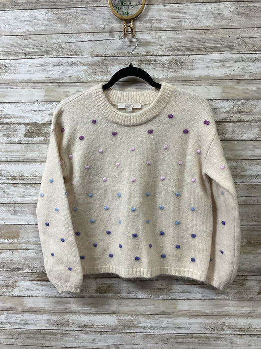 Sweater By Loft In Cream & Purple, Size:Xs