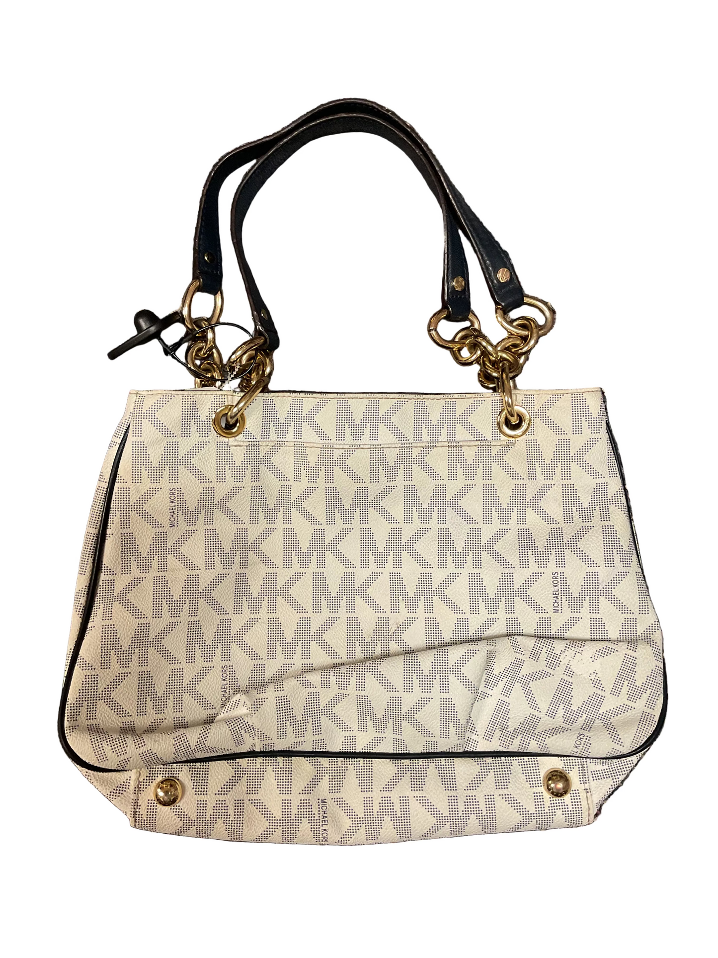 Handbag Designer By Michael Kors In Blue & White, Size:Medium