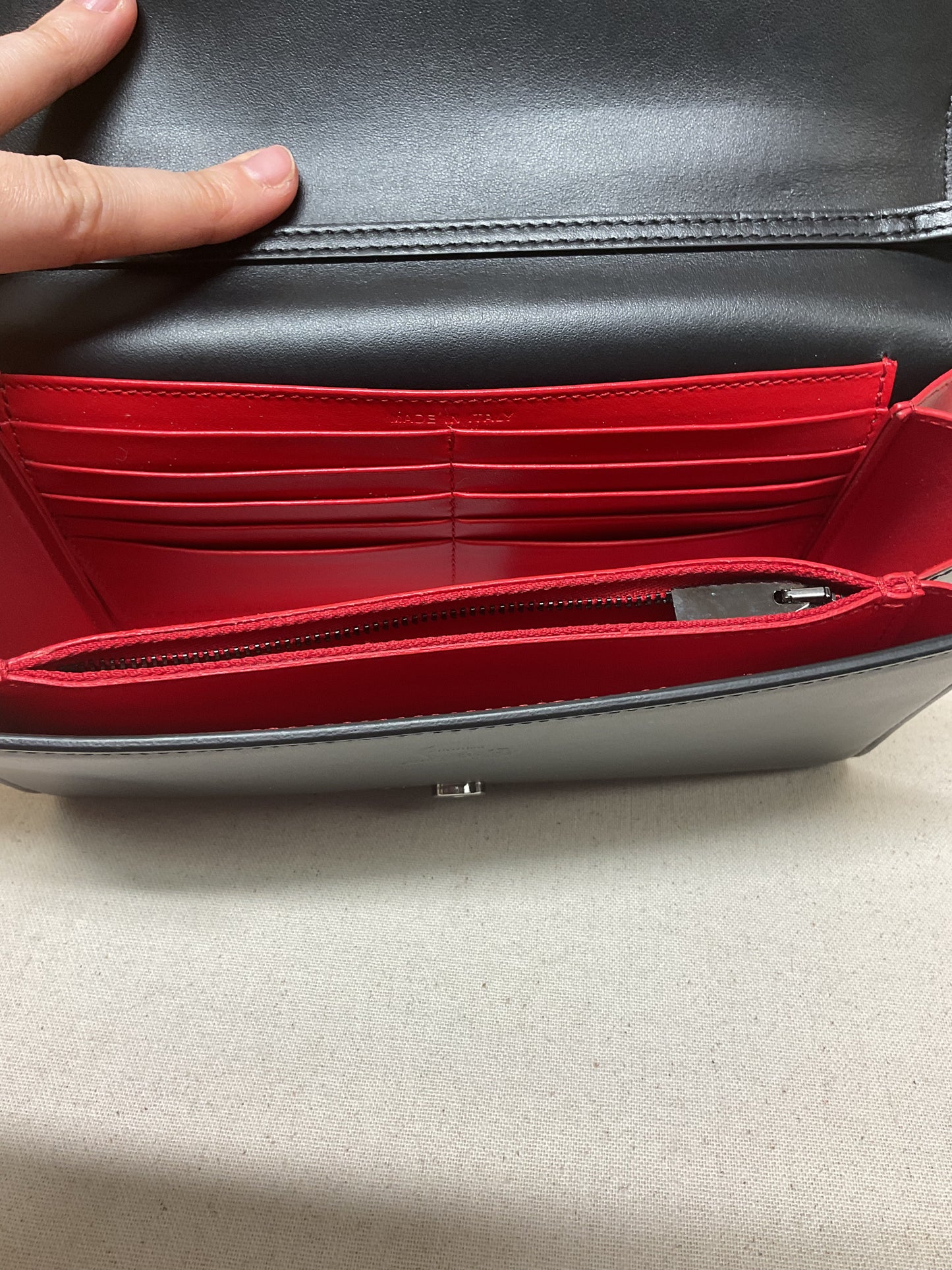 Crossbody Luxury Designer By Christian Louboutin In Black & Red, Size:Medium