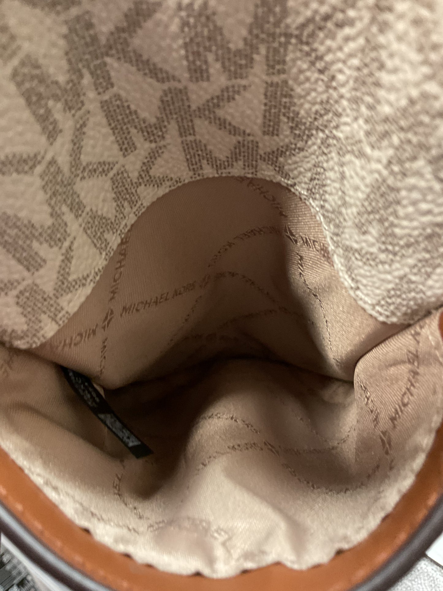 Crossbody Designer By Michael Kors In Brown & White, Size:Small