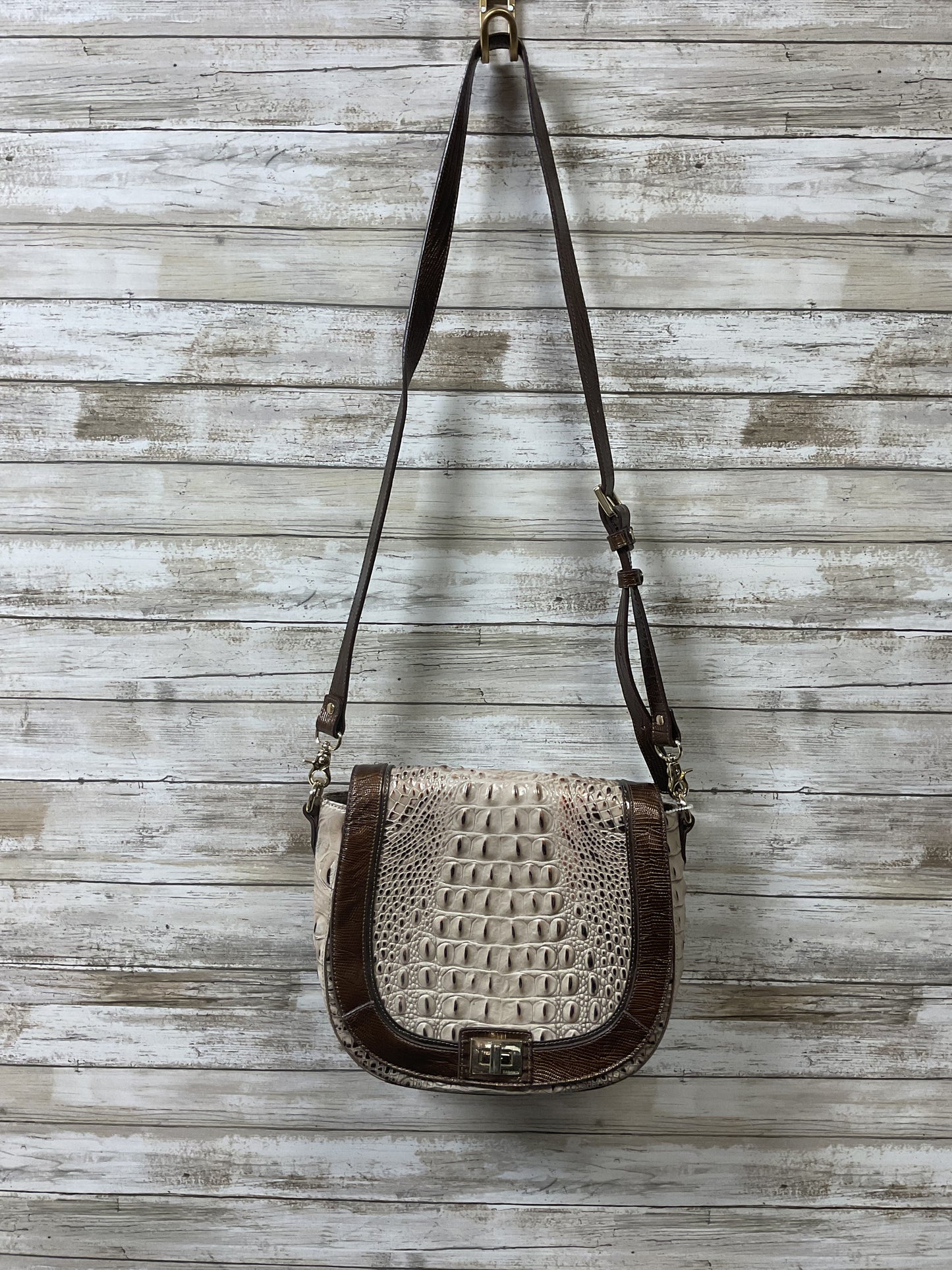 Handbag Designer By Brahmin In Brown & Tan, Size:Medium